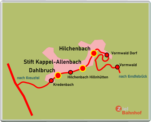 Dahlbruch Kredenbach Vormwald Dorf Vormwald Hilchenbach Hillnhütten Hilchenbach Stift Kappel-Allenbach nach Erndtebrück nach Kreuztal