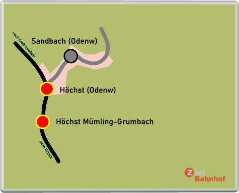 Höchst (Odenw) Höchst Mümling-Grumbach Sandbach (Odenw) nach Groß Umstadt nach Erbach